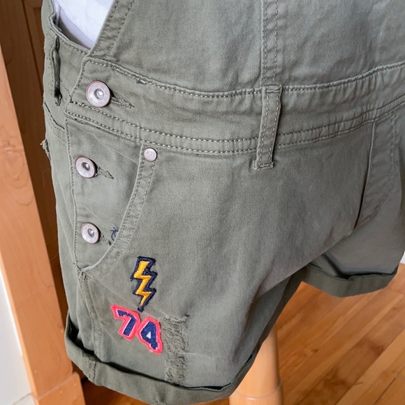 NWT Miss America Khaki Green Pocket Front Overalls Shorts Romper, Size XL - Picture 4 of 14